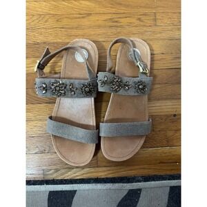 Nurture Womens Sandals Topaz Tan Slingback Rhinestones Backstrap‎ Buckle